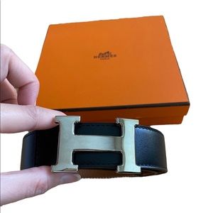 Hermès Courchevel Black Gold Belt